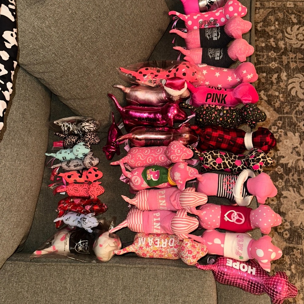 PINK Victoria's Secret Plush Dog Collection - Pink, Red, Black